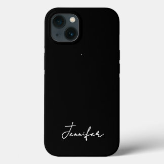 Funda Para iPhone 13 Guión de firma de nombre personalizado negro minim