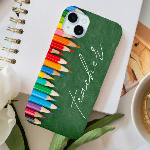 Funda Para iPhone 15 Mini Guión de maestro Pizarrón Lápices