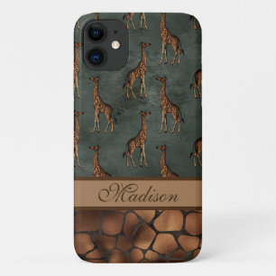 Funda Para iPhone 11 Guión de Moda de jirafa Nombre Safari de moda ele