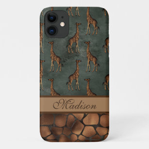 Funda Para iPhone 11 Guión de Moda de jirafa Nombre Safari de moda eleg