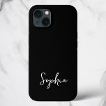 Funda Para iPhone 13 Guión de moda Personalizado moderno nombre firma n<br><div class="desc">Este moderno diseño de script de firma presenta su nombre personalizado en blanco y negro minimalista y elegante. Personalice el color de fondo de su personalizado utilizando la herramienta de edición situada en la parte inferior de la ficha de personalización y haga de este su propio accesorio único y perfecto....</div>