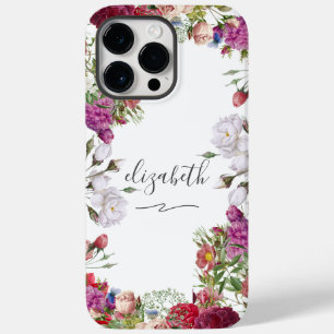 Funda Para iPhone 14 Pro Max De Case-Mate Guión de monograma de flores de jardín de acuarela