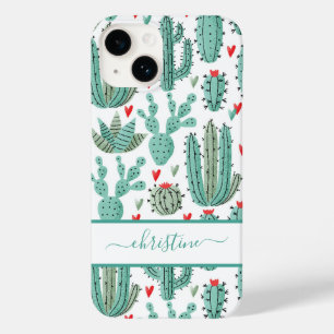 Funda Para iPhone 14 De Case-Mate Guión de nombre blanco verde Cactus