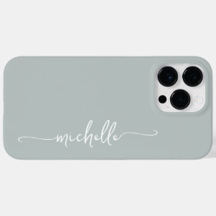 Funda Para iPhone 14 Pro Max De Case-Mate Guión de nombre mínimo de Sage Green Girly
