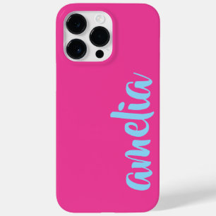 Funda Para iPhone 14 Pro Max De Case-Mate Guión de nombre personalizado azul Aqua Pink I Pho