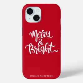 Funda Para iPhone 15 Guión de tipografía mora y brillante rojo