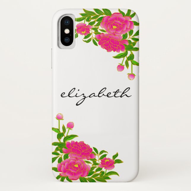 Funda De Case-Mate Para iPhone Guión manuscrito floral (Reverso)