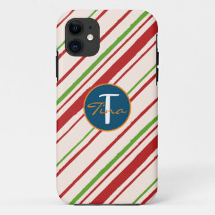 Funda Para iPhone 11 Guión rojo y verde con franjas monogramadas