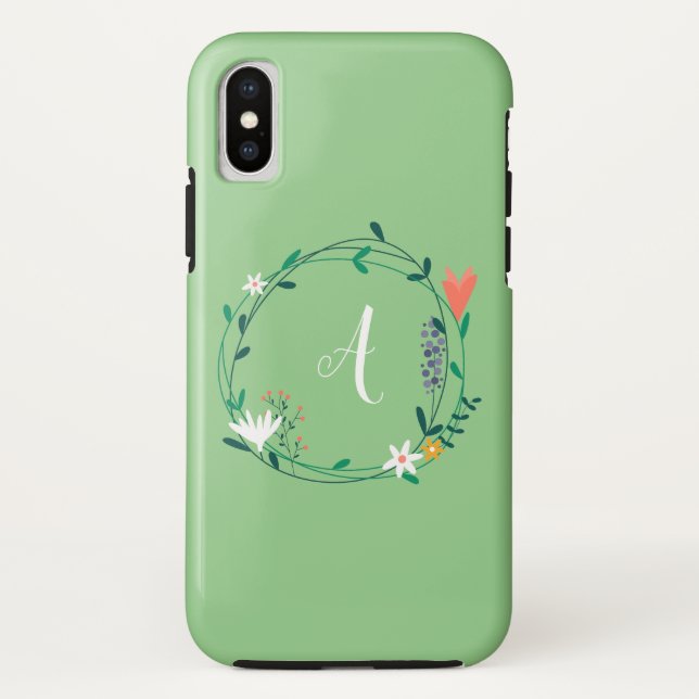 Funda De Case-Mate Para iPhone Guirnalda floral fresca de primavera personalizada (Reverso)