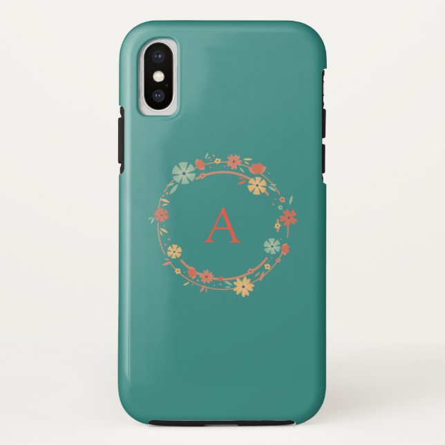 Funda De Case-Mate Para iPhone Guirnalda floral moderna personalizada (Reverso)