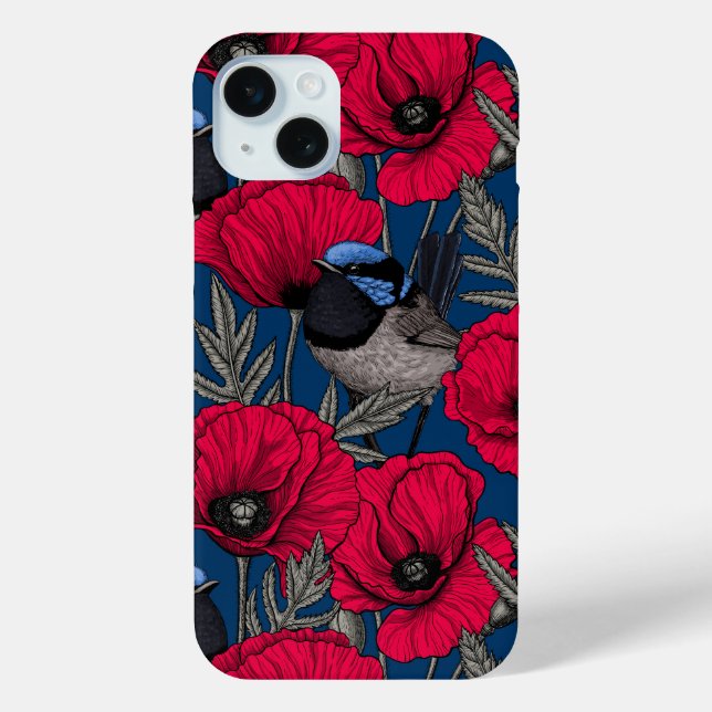 Funda De Case-Mate Para iPhone Guirnaldas y amapolas (Reverso )