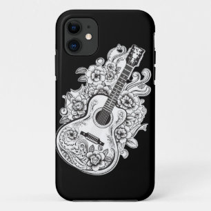 Funda Para iPhone 11 Guitar Melody: página de Coloreo de la guitarra fl