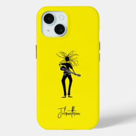 Funda Para iPhone 15 Guitarista de silueta personalizada