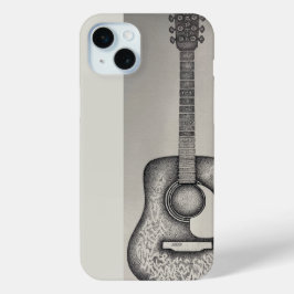 Funda Para iPhone 15 Mini Guitarra Acústica Martín Blanco y Negro