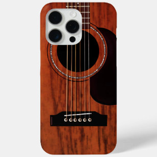 Funda Para iPhone 15 Pro Max Guitarra acústica superior de caoba