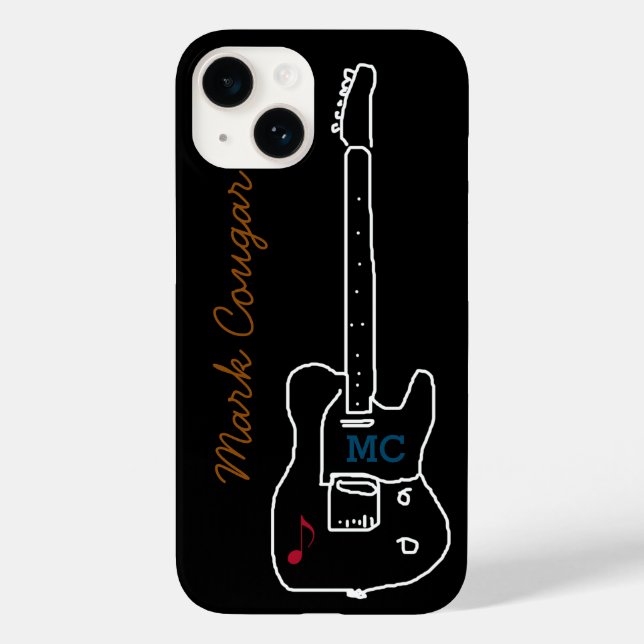 Funda De Case-Mate Para iPhone guitarra con nombre (Reverso )