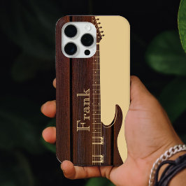 Funda Para iPhone 15 Pro Max Guitarra con nombre de bloque de color rojo de mad