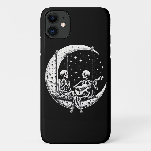 Funda De Case-Mate Para iPhone Guitarra de luna de pareja de esqueletos (Reverso)