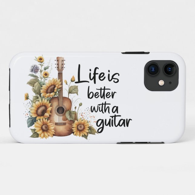 Funda De Case-Mate Para iPhone Guitarra De Nombre personalizar Con Girasol (Reverso (horizontal))