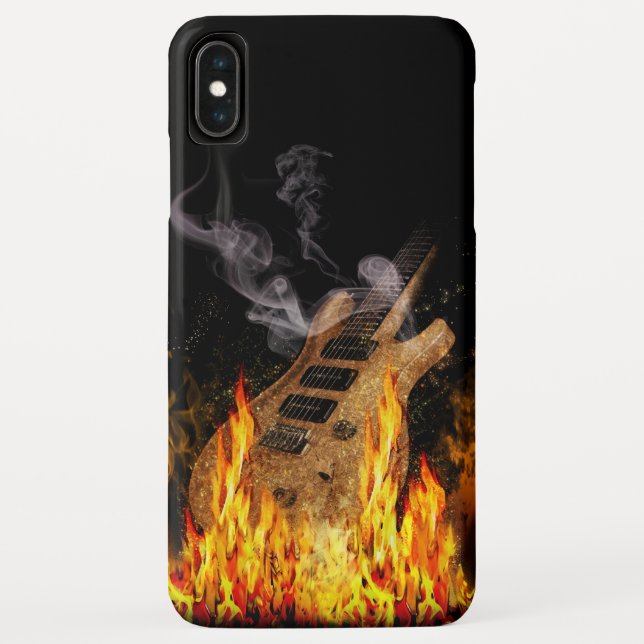 Funda De Case-Mate Para iPhone Guitarra en llamas (Reverso)