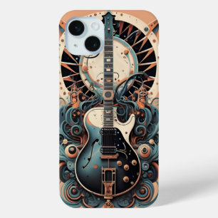 Funda Para iPhone 15 Mini Guitarra estilizada arte deco Apple iPhone 15 Fund