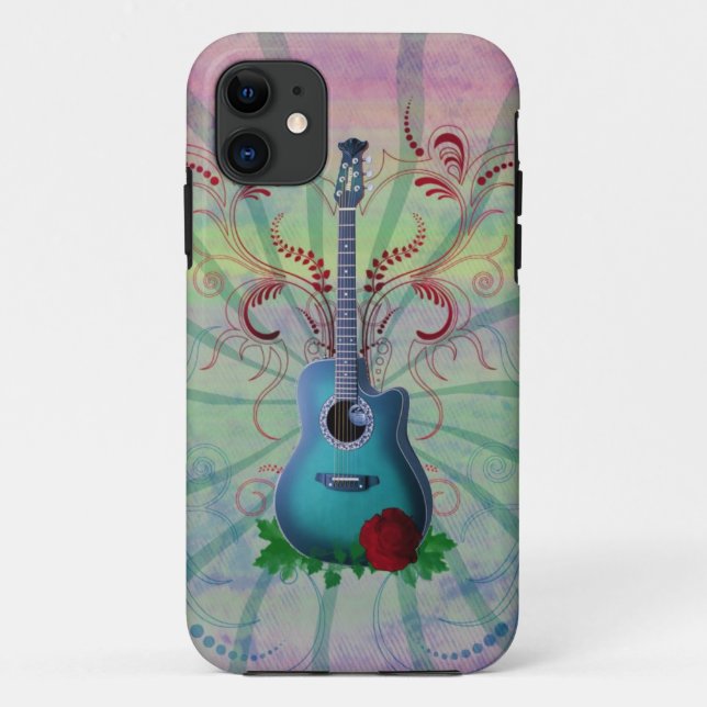 Funda De Case-Mate Para iPhone Guitarra floral (Reverso)