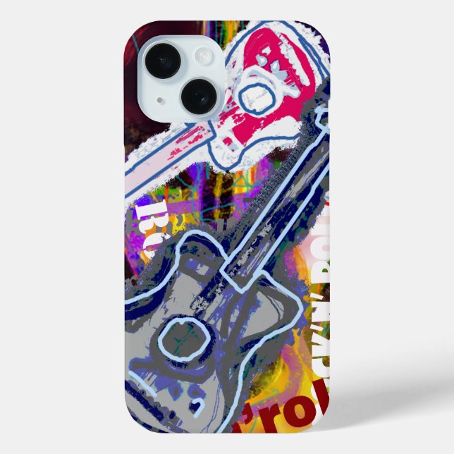 Funda De Case-Mate Para iPhone guitarra gráfica rock (Reverso )