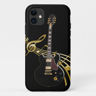 Funda Para iPhone 11 Guitarra negra en estuche para iPhone Golden Music