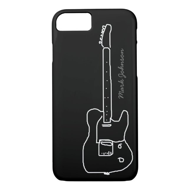 Funda De Case-Mate Para iPhone guitarra personalizada en negro (Reverso)