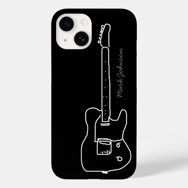 Funda De Case-Mate Para iPhone guitarra personalizada en negro (Reverso )