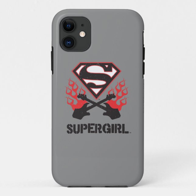 Funda De Case-Mate Para iPhone Guitarras llameantes del negro del logotipo de (Reverso)