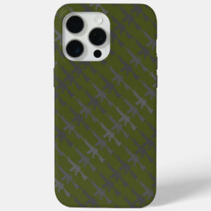 Funda Para iPhone 15 Pro Max Gun Estilo Militar Camuflaje Ejército Fuente Verde