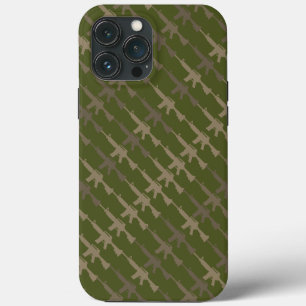 Funda Para iPhone 13 Pro Max Gun estilo militar Camuflaje Rifle Ejército Green
