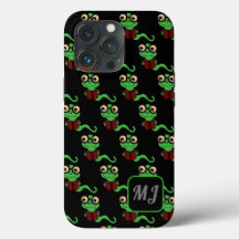 Gusano de biblioteca feliz monogramado negro