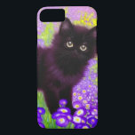 Funda Para iPhone 8/7 Gustav Klimt Black Kitten<br><div class="desc">Estuche para iPhone con un gatito negro Gustav Klimt! Esta belleza de ojos anchos posa en un campo verde de flores moradas. Un regalo para los amantes del gato y del arte austriaco.</div>