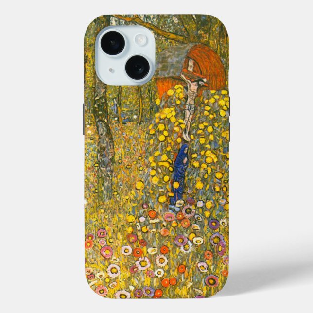 Funda De Case-Mate Para iPhone Gustav Klimt Farm Garden con Crucifix (Reverso )