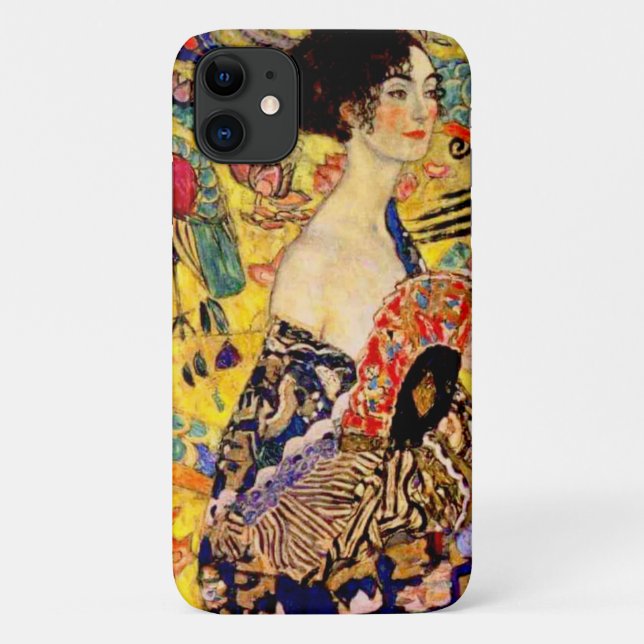 Funda De Case-Mate Para iPhone Gustav Klimt Lady con ventilador (Reverso)