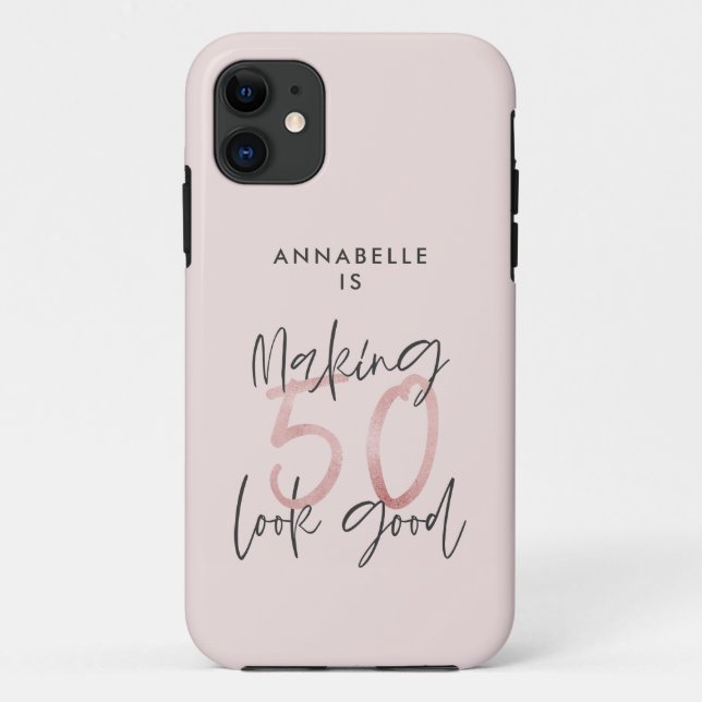 Funda De Case-Mate Para iPhone Haciendo que 50 se vea bien purpurina beige cumple (Reverso)