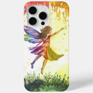 Funda Para iPhone 15 Pro Max Hada acuarela arcoiris en vuelo