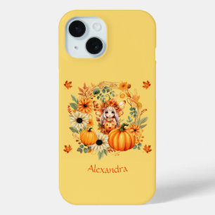 Funda Para iPhone 15 Hada de calabaza suave en la guirnalda otoñal