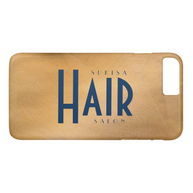 Funda De Case-Mate Para iPhone Hair Salon Copper Metálico Y Naval (Reverso (horizontal))