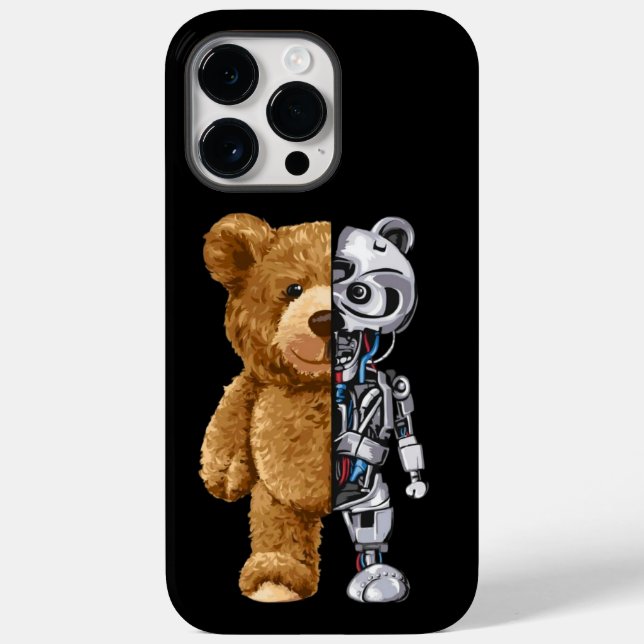 Funda De Case-Mate Para iPhone Half Bear Half Robot (Reverso )