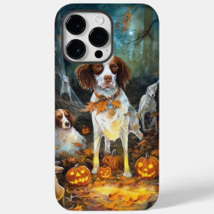 Funda Para iPhone 14 Pro Max De Case-Mate Halloween Brittany Spaniel con calabazas espeluzna