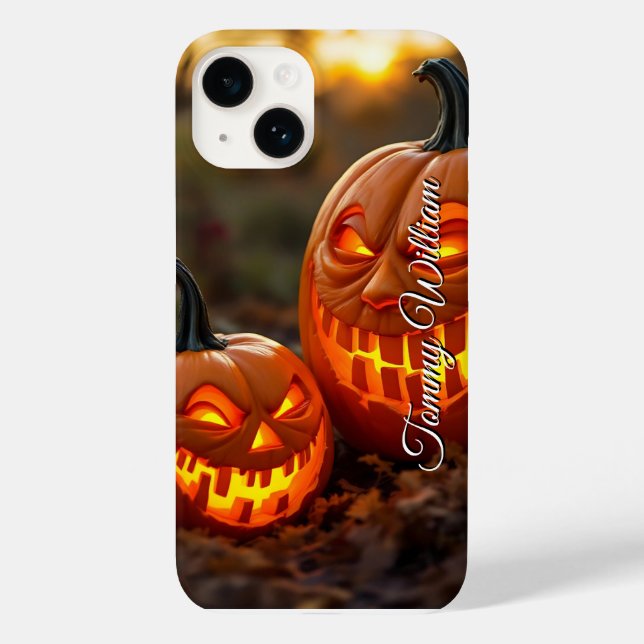 Funda De Case-Mate Para iPhone Halloween Calabaza estilo retro (Reverso )