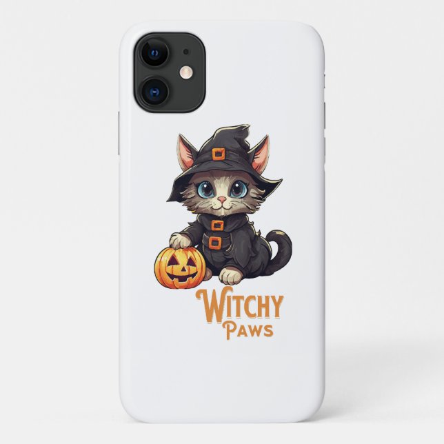 Funda De Case-Mate Para iPhone Halloween Cat WitchPaws (Reverso)