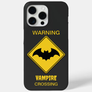 Funda Para iPhone 15 Pro Max Halloween con advertencia de murciélago de vampiro