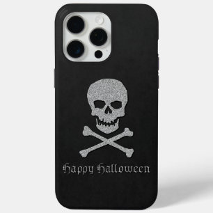 Funda Para iPhone 15 Pro Max Halloween con calaveras plateadas y cruces