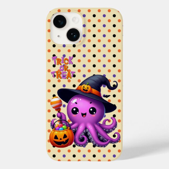Funda De Case-Mate Para iPhone Halloween de pulpo truco o truco (Reverso )