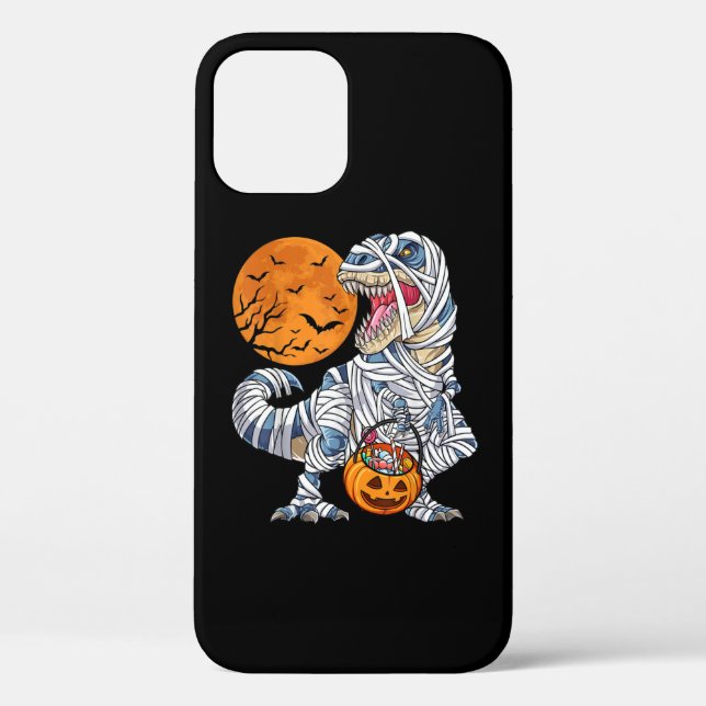 Funda De Case-Mate Para iPhone Halloween Dinosaur T rex Mummy Pumpkin (Reverso )