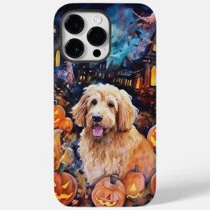 Funda Para iPhone 14 Pro Max De Case-Mate Halloween Goldendoodle con calabazas aterradoras
